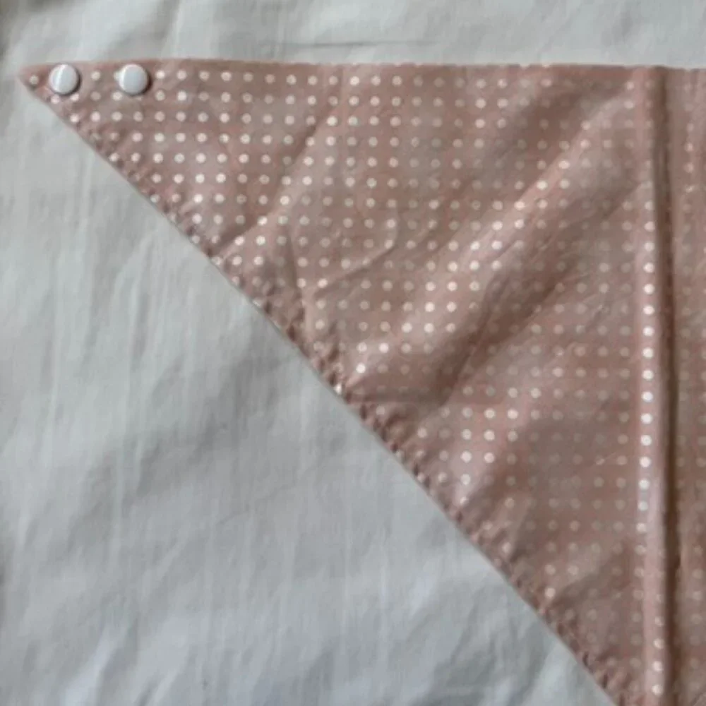 NWT, Canoodle Polka Dot Pattern Dog Bandana, White and Pink, Size L